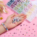 2200PCS Pearl Beads, 4/6/8/10mm Multicolor Pearl Beads Loose Pearls for Crafts with Holes for Jewelry Making, Small Pearl Filler Beads for Crafting Bracelet Necklace Earrings
