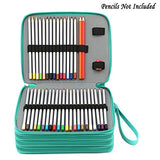 BTSKY 160 Slots Colored Pencil Organizer - Deluxe PU Leather Pencil Case Holder (Green)
