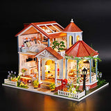 GuDoQi DIY Miniature Dollhouse Kit, Mini Dollhouse with Furniture, Tiny House Kit Plus Dust Cover and Music Movement, DIY Miniature Kits to Build, Great Handmade Crafts Gift Idea