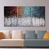 ARTLAND Hand-Painted Color Forest 3-Piece Gallery-Wrapped Abstract Oil Painting On Canvas Wall Art Decor Home Decoration 24x48 inches