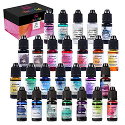 Alcohol Ink for Epoxy Resin LET'S RESIN Concentrated Alcohol Ink Set, 26 Vibrant Colors Alcohol-Based Resin Ink ,Alcohol Paint Resin Dye for Resin Art, Tumblers, Resin Epoxy(Each 0.35oz)
