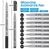 Precision Micro-Line Pens, Black Fineliner Ink Pens, Waterproof Archival Ink Drawing Pens, for Artist Illustration, Sketching, Technical Drawing, Manga, Office Documents and Scrapbooking(9 Size/Black)