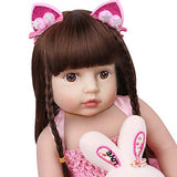 18 Inch Reborn Baby Dolls, Full Body Vinyl Baby Reborn Dolls Handmade Toddler Girl Dolls Waterproof Bath Dolls for Age 3+