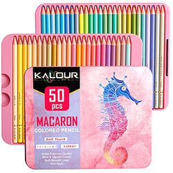 Kalour Professional Macaron Colored Pencils,Set of 50 Colors,Artists Soft Core with Vibrant Color,Ideal for Drawing Sketching Shading,Coloring Pencils for Adults Kids Beginners
