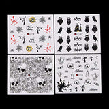 IDALL Halloween Party Nail Art Water Transfer Stickers - 48Sheets Mixed Pattern Metallic Nail Stickers,Manicure DIY Nail Decals, Skull Devil Vampires Bat Pumpkin Art Design Nail Decorations