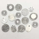 32 PCS Inspiration Word Charms Collection - Antique Silver Round Oval Letter Text I LOVE YOU