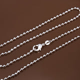 Cutesmile Fashion Jewelry 925 Sterling Silver 2mm Beads Chain Necklace for Men Women (24 inch)