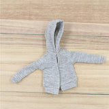 Original Doll Clothes Outfit, Hooded Coat + Sleeves Sweater, Doll Dress Up for 1/6 12inch Doll or ICY Doll- Fortune Days (Gray)