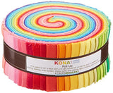 2-1/2inch Strips Roll Up Kona Cotton Solids New Bright Palette 41Pcs