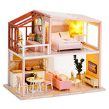 Dollhouse Miniature with Furniture,DIY 3D Wooden Doll House Kit Nordic Duplex Style Plus with Dust Cover and LED Lights,1:24 Scale Creative Room Idea Best Gift for Children Friend Lover