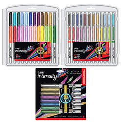 BIC Intensity Permanent Marker Coloring Bundle, Assorted Fine/Ultra Fine Tips, Assorted Fashion and Metallic Colors, 56-Count