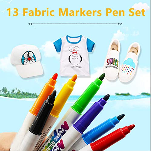 Fabric Markers, Fabric Marker Permanent for T Shirts Clothes Pillow Canvas,  Fabric Paint Pens for Kids - No Bleed, Fine Tip, Set of 30 Colors