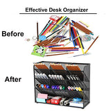 Marbrasse Mesh Desk Organizer, Multi-Functional Pen Holder, Pen Organizer for desk, Desktop Stationary Organizer, Storage Rack for School Home Office Art Supplies (Mesh Pen Holder)