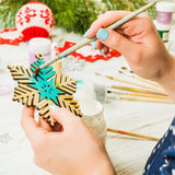 Sggvecsy Unfinished Wooden Snowflakes Ornaments, 36Pcs Christmas Tree Hanging Decoration Wood Cutouts DIY Craft Snowflake Shaped Embellishments Xmas Rustic Crafts with Twine (4 inch)
