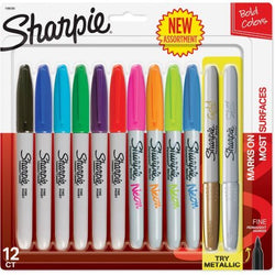 Sharpie New Assortment Bold Colors Fine12ct (2 metallic)