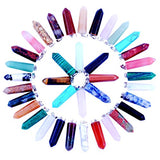 24pcs Hexagonal Healing Point Bullet Chakra Charm Stone Beads Semi-Precious Gemstone Rock Crystal