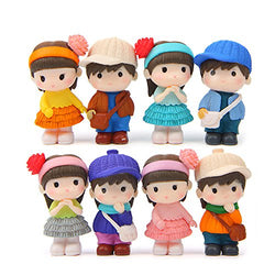 QTFHR 8 pcs (1 set) Kawaii Boys and Girls Toys Figurines Playset, Garden Cake Decoration (Eight(8))