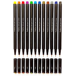 Initial heart 12 Bright Colors Fineliner Pens Set, Colored Pens for Journal Planner Note Taking and Writing Drawing Coloring Book,Calendar, Great for Art Crafts Scrapbooks,Office School (12 Colors)