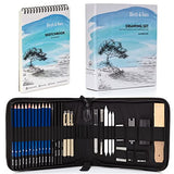Sketchpad and Pencil Set - 36 Pieces - 12 Drawing Pencils, Fine Line Pens, Charcoal & Graphite Sticks, 100 Page Sketch Book, Sharpeners, Sandpaper Block, Blending Stumps, Erasers, Carrying Case & More