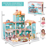 SINOMARS Doll House 7-8, Dollhouse Dreamhouse for Girls with Light, Chimney & Doll Figures, Castle Building Playset with Acceccories & Furniture, Pretend Play Princess House for Kids 4 5 6 9 Years Old