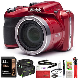 Kodak Pix Pro AZ421-RD Astro Zoom PIXPRO AZ421 16MP Digital Photo/Video Camera - Red Bundle with Lexar Professional 633x 32GB SDHC UHS-1 Class 10 Memory Card and Deco Gear Camera Bag