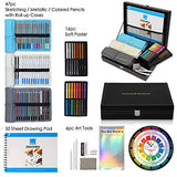 COLOUR BLOCK 91pc Portable Drawing Pencil Set, Sketching Tools, Coloring Pencils, Charcoal Pencils, Soft Pastels, Sketch Book, Art Supply Kit for Kids Teens and Adults, Gift for Artists, Young Girls
