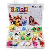 TOAOB 24PCS Novelty Puzzle Animal Eraser Collection With Plastic Compartment Storage Box
