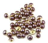 RayLineDo 25Pcs Pearl Coffee Half Resin Dome Cap Copper Base Crafting Sewing DIY Buttons-13mm