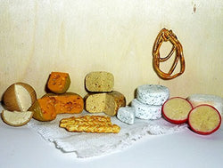 Cheese, varied cheese. Dollhouse miniature 1:12