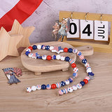 240 Pcs Patriotic Wood Beads Independence Day Wooden Beads 4th of July Craft Bead with Holes USA Flag Red White Blue Decorative Bubblegum Beads for Garland Jewelry Making DIY Memorial Day Decor