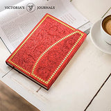 VICTORIA'S JOURNALS Magnet Journal, Carving Vintage Notebook Faux Leather Hard Cover Personal Diary Lined Pages Ribbon Bookmark, 8'' x 5.7''