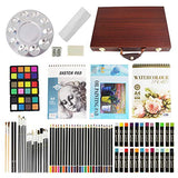 S & E TEACHER'S EDITION 100 Pcs Deluxe Art Supplies Set in Wooden Case, Come with Additional Brush & Paper Pad.