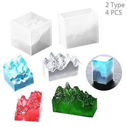Daimay 4 PCS 3D Mountain Peak Mold Micro Marine Landscape Simulation Resin Decorative DIY Snow Mountain Mold for Painting Jewelry Making - 2 Shapes