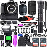 Canon EOS 80D DSLR Camera Kit with Canon 18-55mm & 75-300mm Lenses + 420-800mm Telephoto Zoom Lens + Battery Grip + TTL Flash (Upto 180 Ft) + Comica Microphone + 128GB Memory + Accessory Bundle
