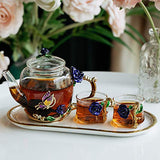 BTaT- Small Glass Tea Set, 2 Fancy Cups, Tea Pot Glass, Tea Kettle Set, Tea Pot, Glass Teapot, Tea Set for Adults, Glass Tea Kettle, Glass Tea Cup, Pretty Tea Cup, Teapot, Fancy Tea Cup, Fancy Tea Set