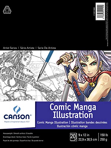 Canson Artist Series Comic Manga Illustration Pad, 9" x 12", Fold-over Cover, 20 Sheets (100510882)