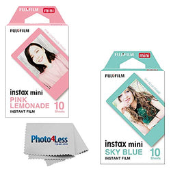 Fujifilm Instax Mini Pink Lemonade Film - 10 Exposures + Fujifilm Instax Mini Sky Blue Film - 10 Exposures