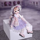 Aongneer BJD Dolls 1/6 SD Doll 12 Inch 28 Ball Joint Doll Fairy Dolls DIY Toy Gift Rotatable Joints Lifelike with Blue Wig Pink Dress Nice Shoes Beautiful Makeup Gift for Girl Birthday Angel-Alice