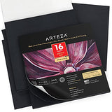 ARTEZA Acrylic Pouring Paint Set, 8 Rainbow Colors and Arteza Black Acrylic Paper Pad, Pack of 2, 16 Sheets Each, Art Supplies for Acrylic and Oil Painting, Drawing and Sketching
