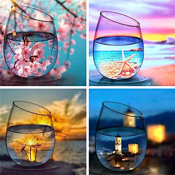 HaiMay 4 Pack DIY 5D Diamond Painting Kits for Adults Paint by Number Kits Full Drill Painting Diamond Pictures Arts Craft for Wall Decoration,Four Seasons Cup (9.8 X 9.8 inches)
