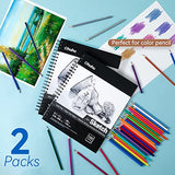 Sketch Books, Ohuhu 9.7x12IN Premium Sketch Pads (2 Packs), 130 GSM (80 LB), 100 Sheets/Sketch Book Spiral Bound Acid-Free White Sketch Paper for Sketches, Writing, Drawing, Color Pencils Christmas
