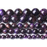 Natural Purple Tiger Eye Beads Round Loose Stone Beads Energy Gemstone Healing Power for Jewelry Making 8mm 46pcs 15"