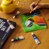 Acrylic Paint Set & Brushes with Rich Pigments in 24 Vivid Colors with 6 Pro Brushes is Great for