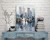 Canvas Wall Art Abstract Modern City Street View Cityscape Building Artwork Walking Wall Art for Living Room Bedroom Office Reading Room Decor