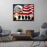 Diamond Painting for Adults, Full Drill Diamond Art 5D Diamond Painting Kit for Home Wall Decor Gift, Eagle Soldier and American Flag 12x16inch