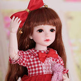 HGFDSA 1/6 BJD Doll SD Doll Simulation Doll 26Cm 10.2 Inches Doll Full Set Joint Doll Gift Package with BJD Clothes Wigs Shoes Makeup DIY Handmade Toys