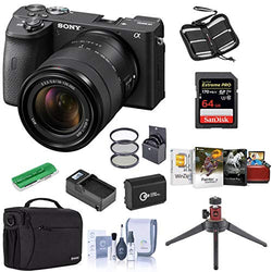 Sony Alpha a6600 Mirrorless Digital Camera with 18-135mm Lens - Bundle With Camera Case, 64GB SDXC U3 Memory Card, Spare Battery, Table Top Tripod, Compact Charger, 55mm Filter Kit, Mac Software, More