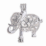 10pcs Lucky Elephant Pearl Cage Bright Silver Beads Cage Locket Pendant Jewelry Making--For