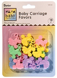 Baby Shower Favor - Baby Carriage Plastic Charm - Pastel Colors - 18 pcs
