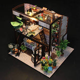 Architecture Model Building Kits with Furniture LED Music Box Miniature Wooden Dollhouse Time of Coffee House Series 3D Puzzle Challenge